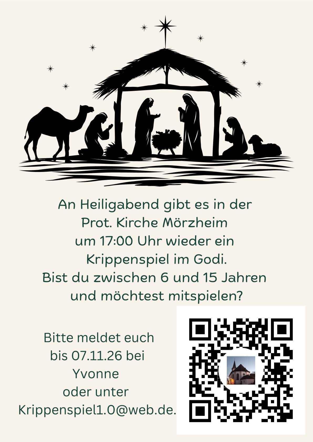 An Heiligabend gibt es in der Prot. Kirche Mörzheim um 1700 Uhr wieder ein 20261014 161157 0000 1